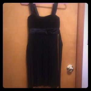 Solid Black formal dress with a rose detail